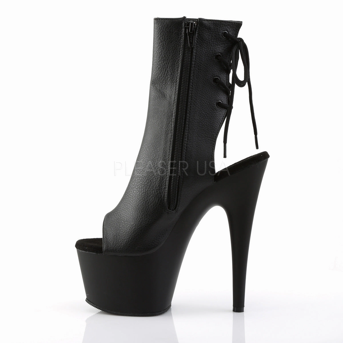 ADORE-1018  Black Faux Leather/Black Matte
