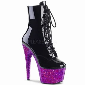 ADORE-1020LG  Black Patent/Purple Multi Glitter