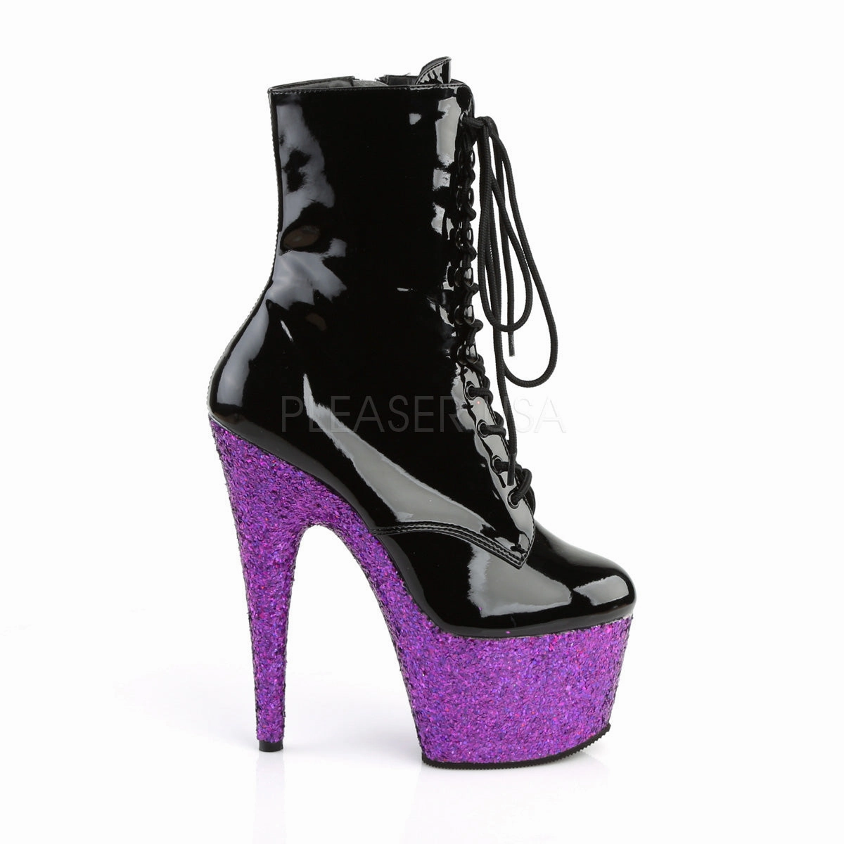 ADORE-1020LG  Black Patent/Purple Multi Glitter