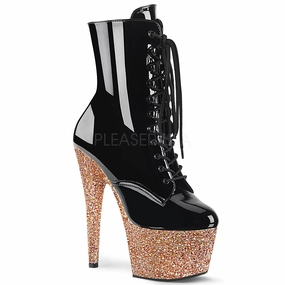 ADORE-1020LG  Black Patent/Rose Gold Glitter