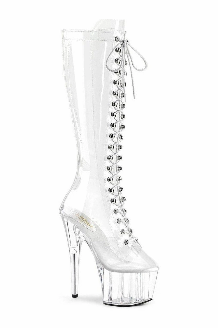 ADORE-2020C Knee Boot | Clear Vinyl