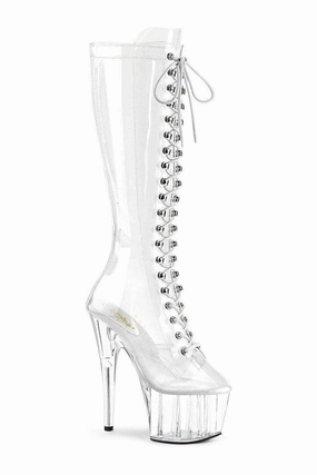 ADORE-2020C Knee Boot | Clear Vinyl