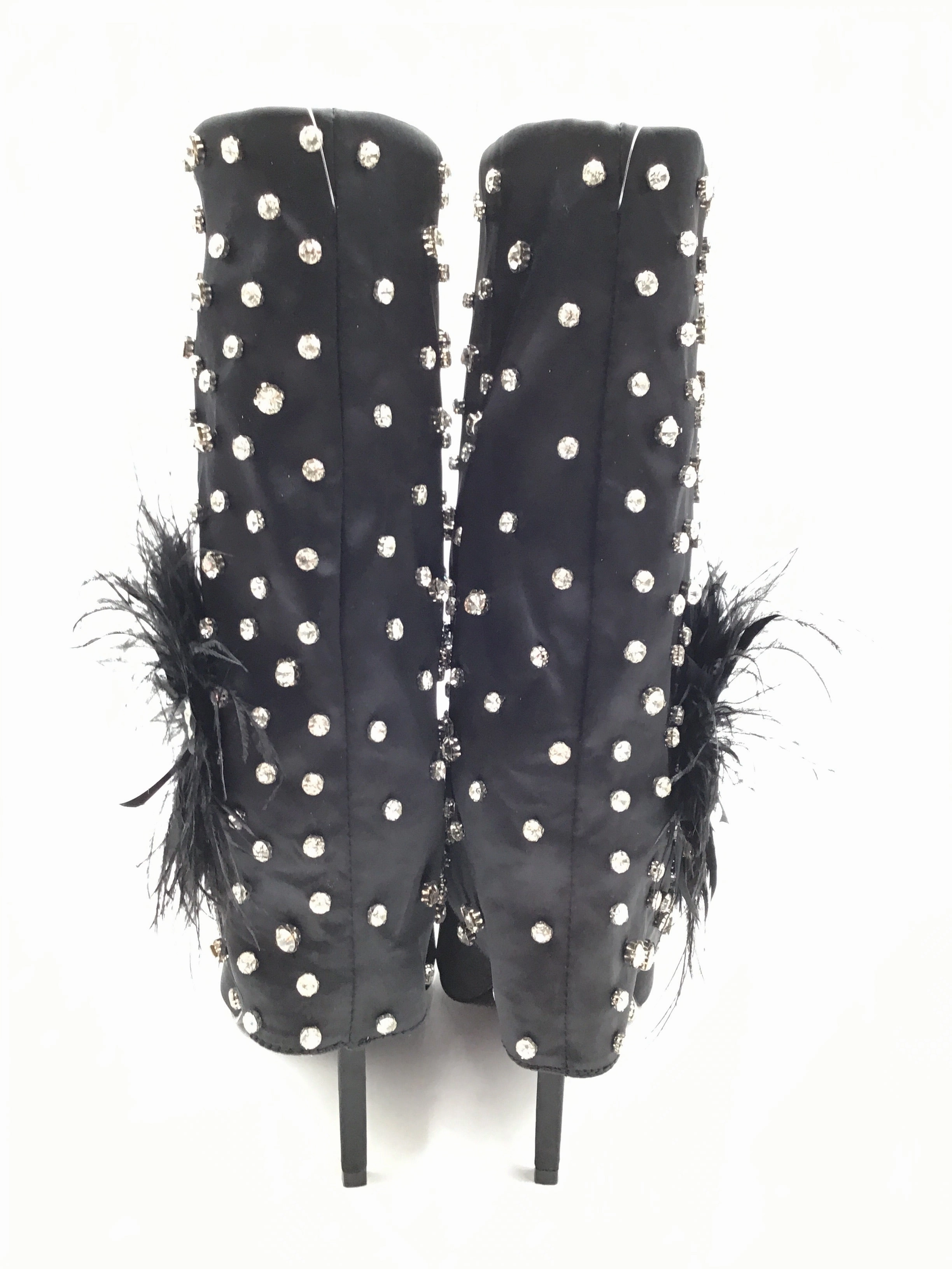 Boots Ankle Heels By Clothes Mentor In Black & Silver, Size: 10