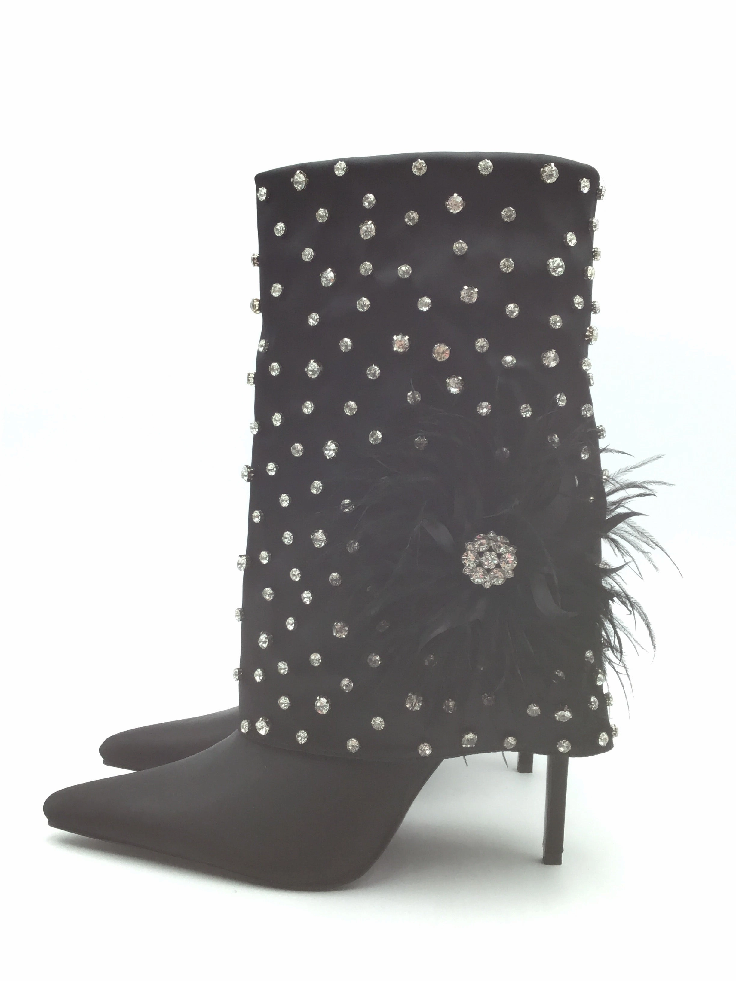 Boots Ankle Heels By Clothes Mentor In Black & Silver, Size: 10
