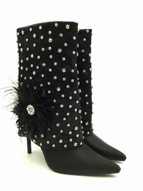 Boots Ankle Heels By Clothes Mentor In Black & Silver, Size: 10