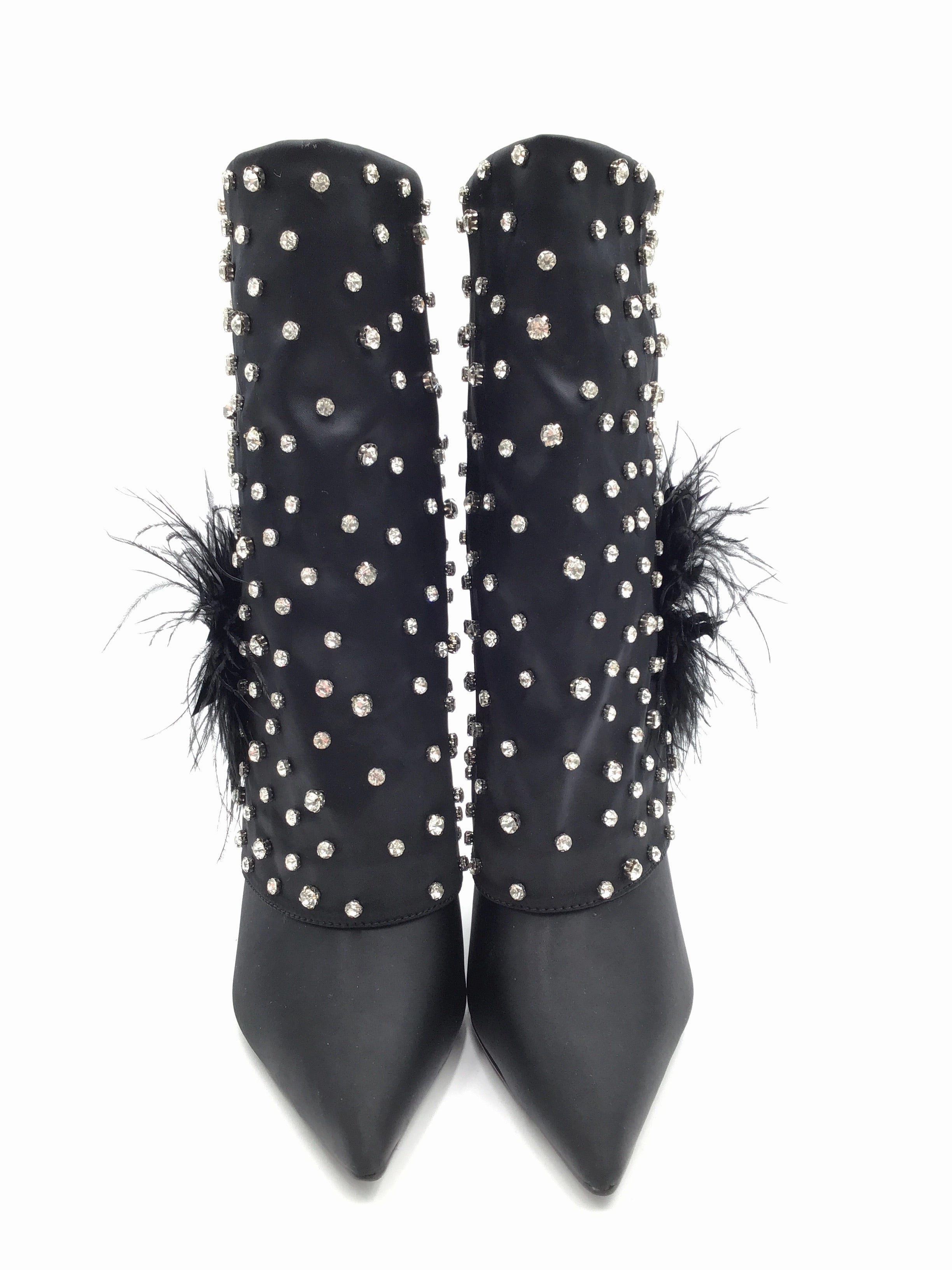 Boots Ankle Heels By Clothes Mentor In Black & Silver, Size: 10