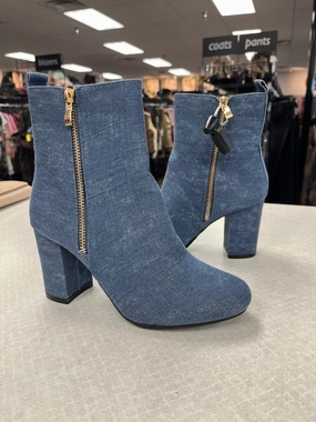 Boots Ankle Heels By Top Moda In Blue Denim, Size: 6