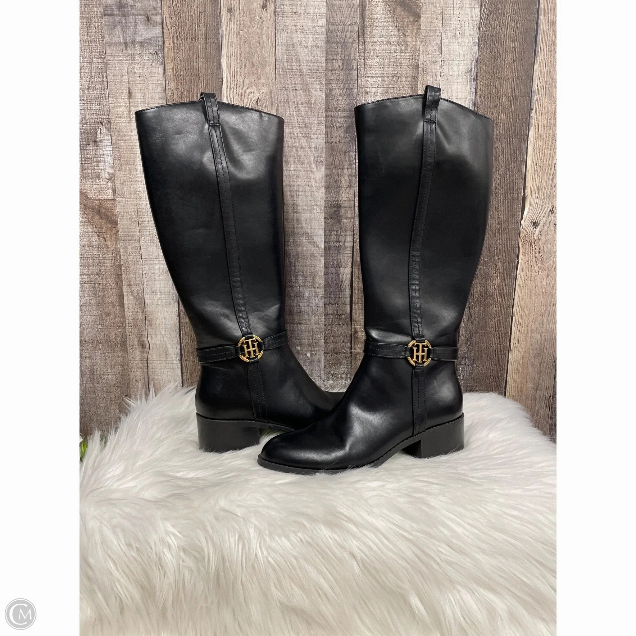 Boots Knee Heels By Tommy Hilfiger In Black, Size: 8.5