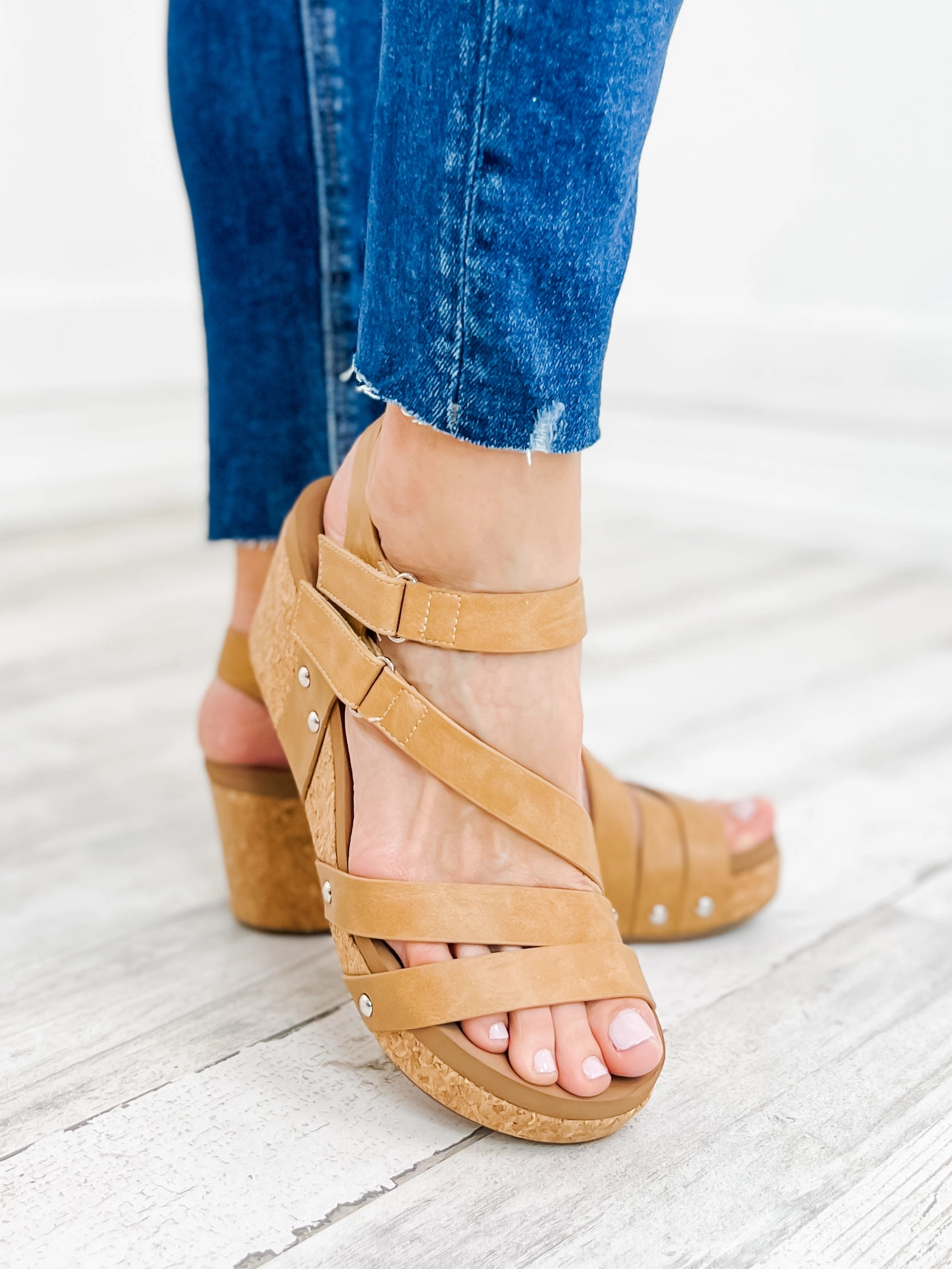 Corky's Giggle Wedge Sandal in Caramel
