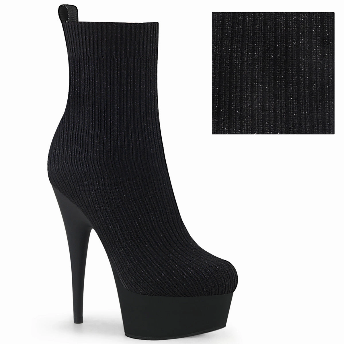 DELIGHT-1002-2  Black Stretch Knit Fabric/Black Matte