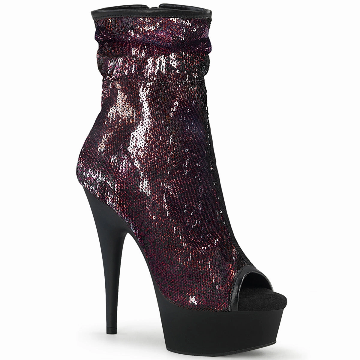 DELIGHT-1008SQ  Burgundy Sequins/Black Matte
