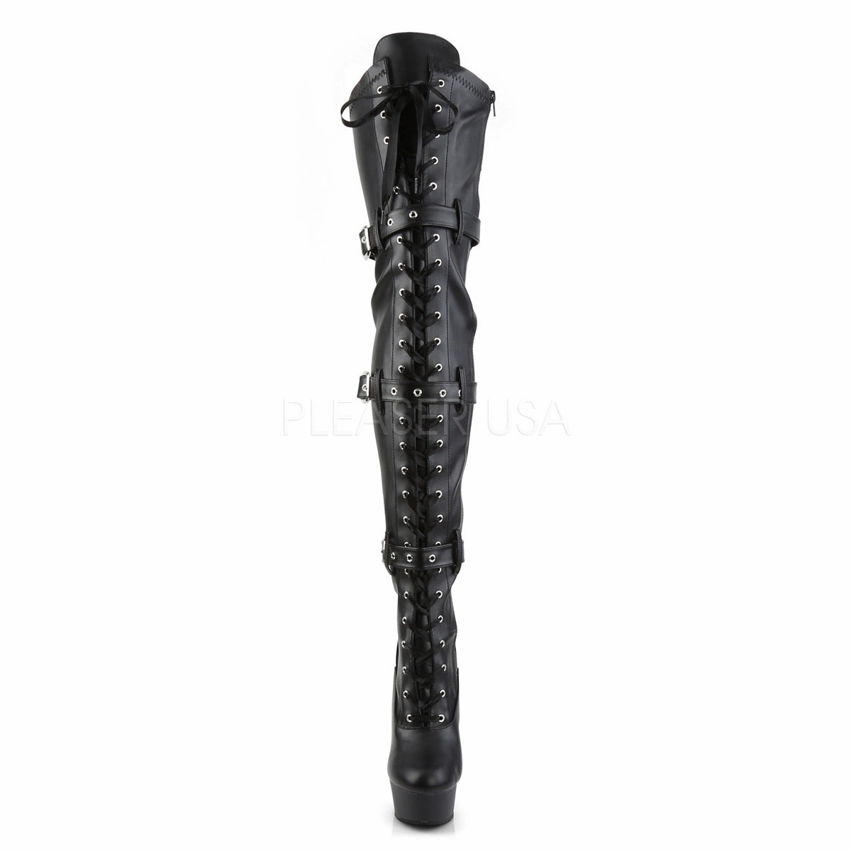 DELIGHT-3028  Black Str Faux Leather/Black Matte