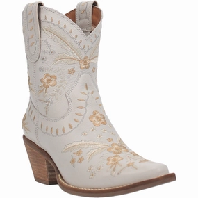 Dingo Primrose in White DI748 Ladies Ankle Boots