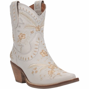 Dingo Primrose in White DI748 Ladies Ankle Boots