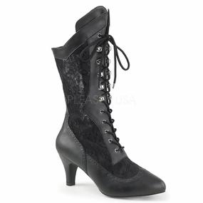 DIVINE-1050  Black Faux Leather-Satin Lace