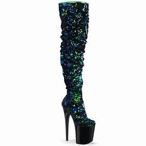 FLAMINGO-3004  Green Iridescent Sequins/Black