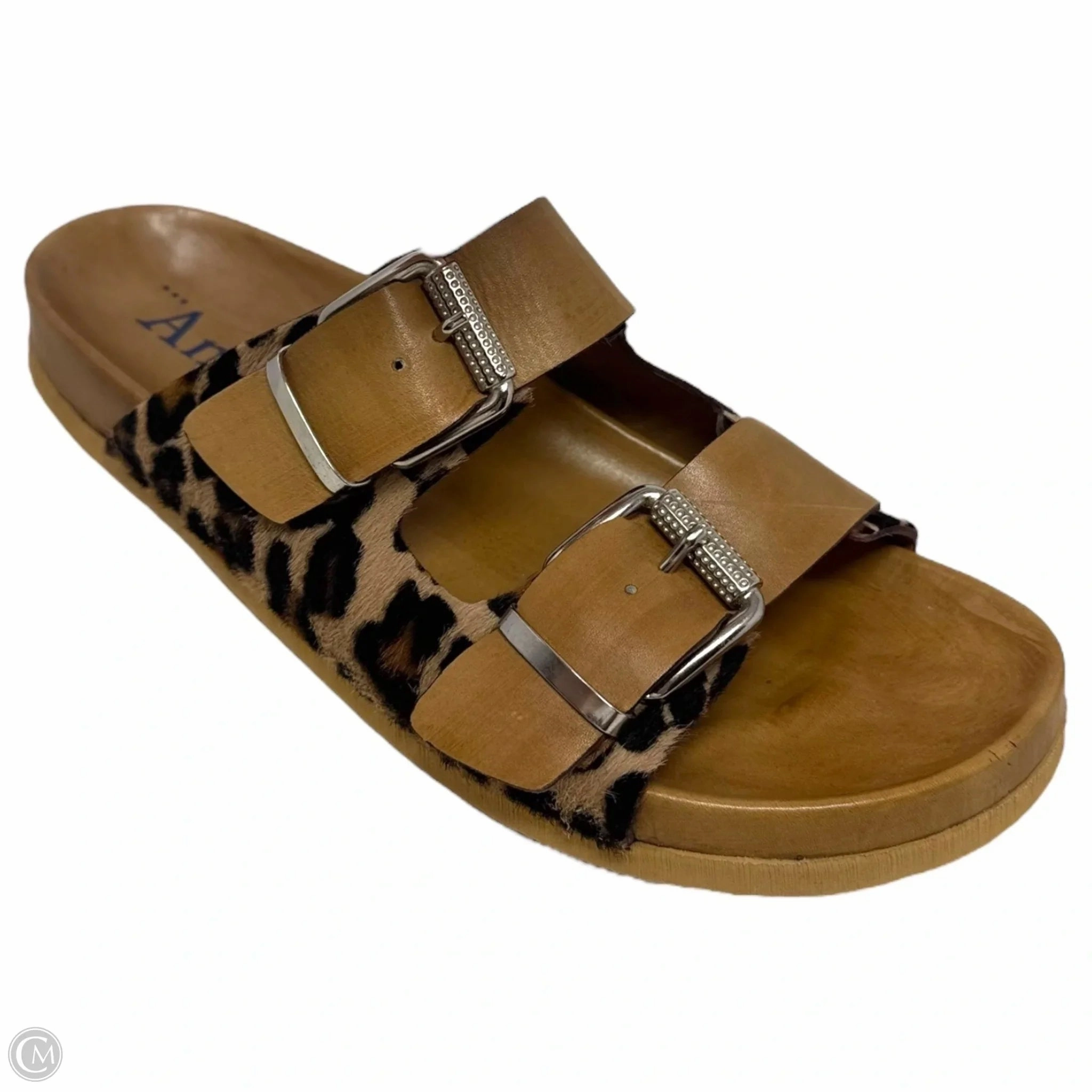 Leopard Buckle Sandals Flats By Antenora In Animal Print, Size: 9