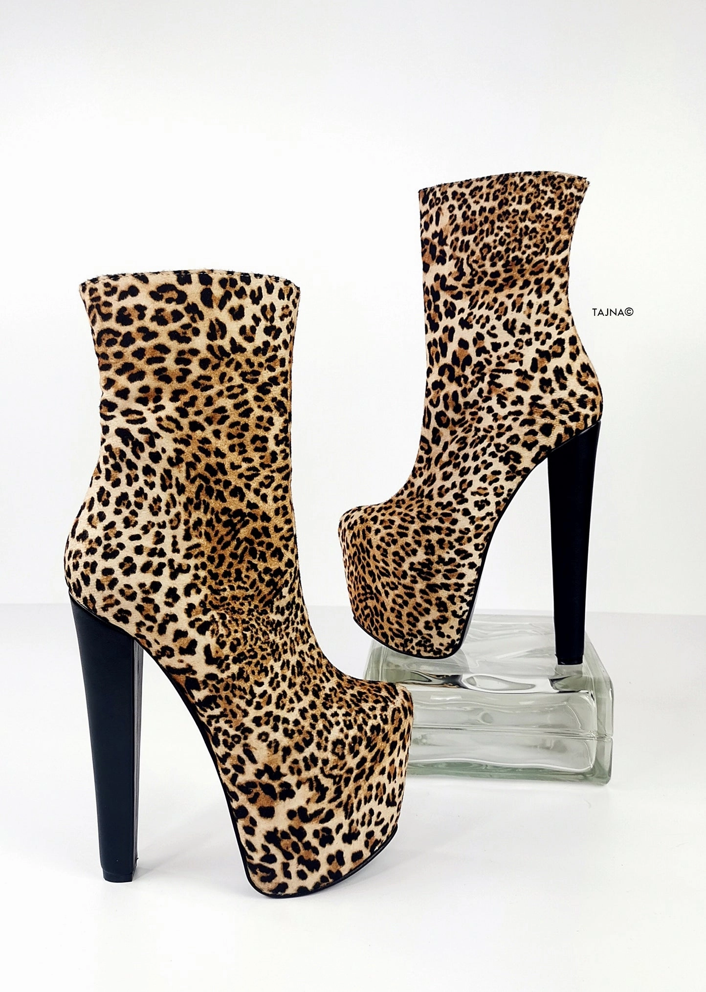Leopard Chunky High Heel Boots