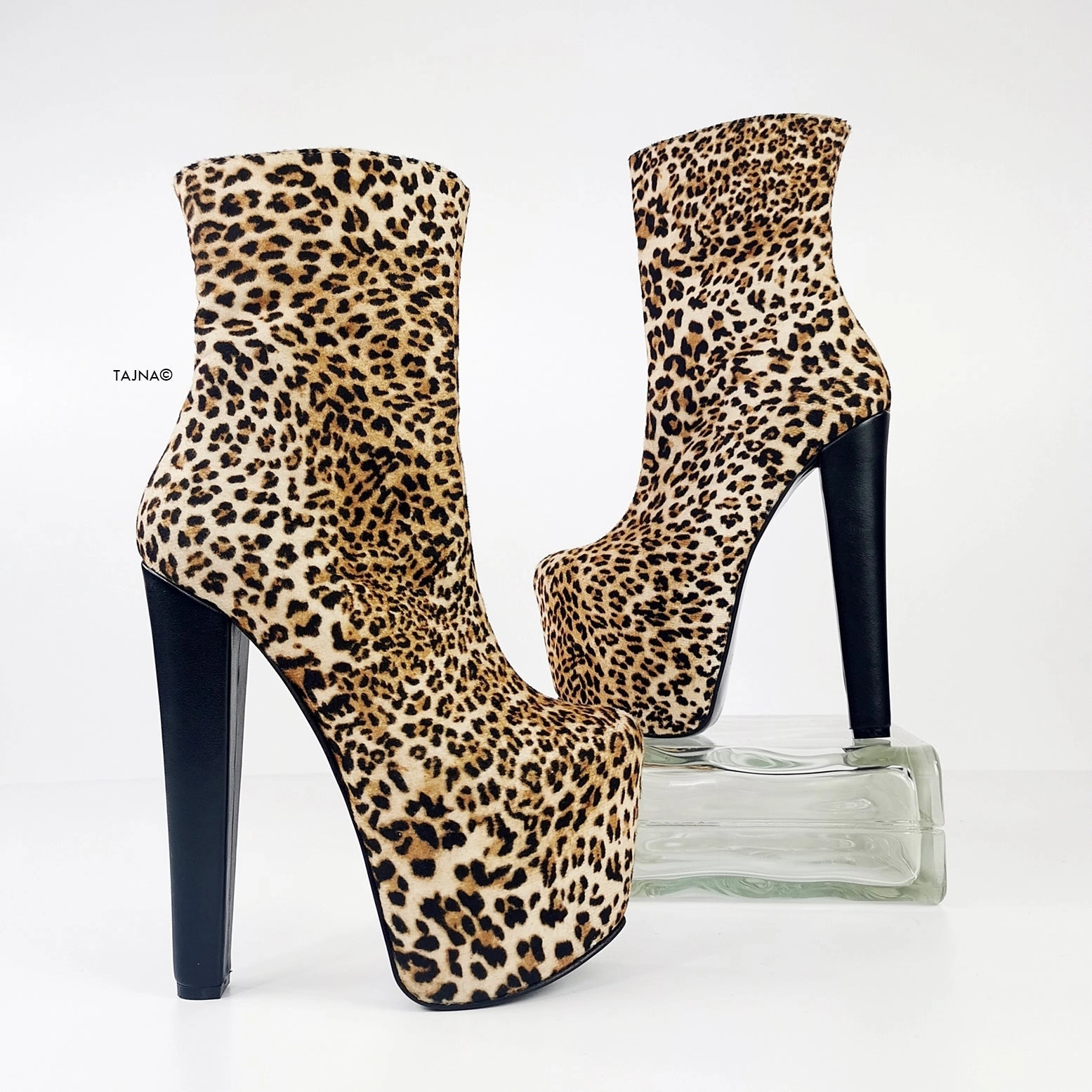 Leopard Chunky High Heel Boots