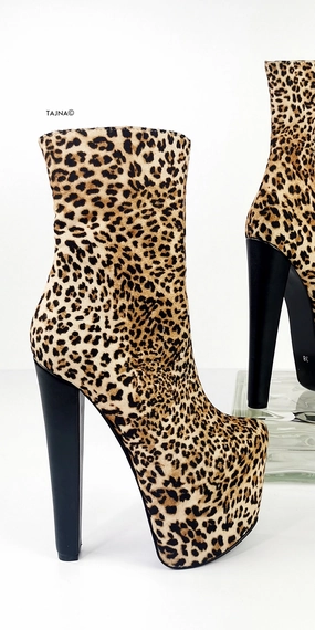 Leopard Chunky High Heel Boots