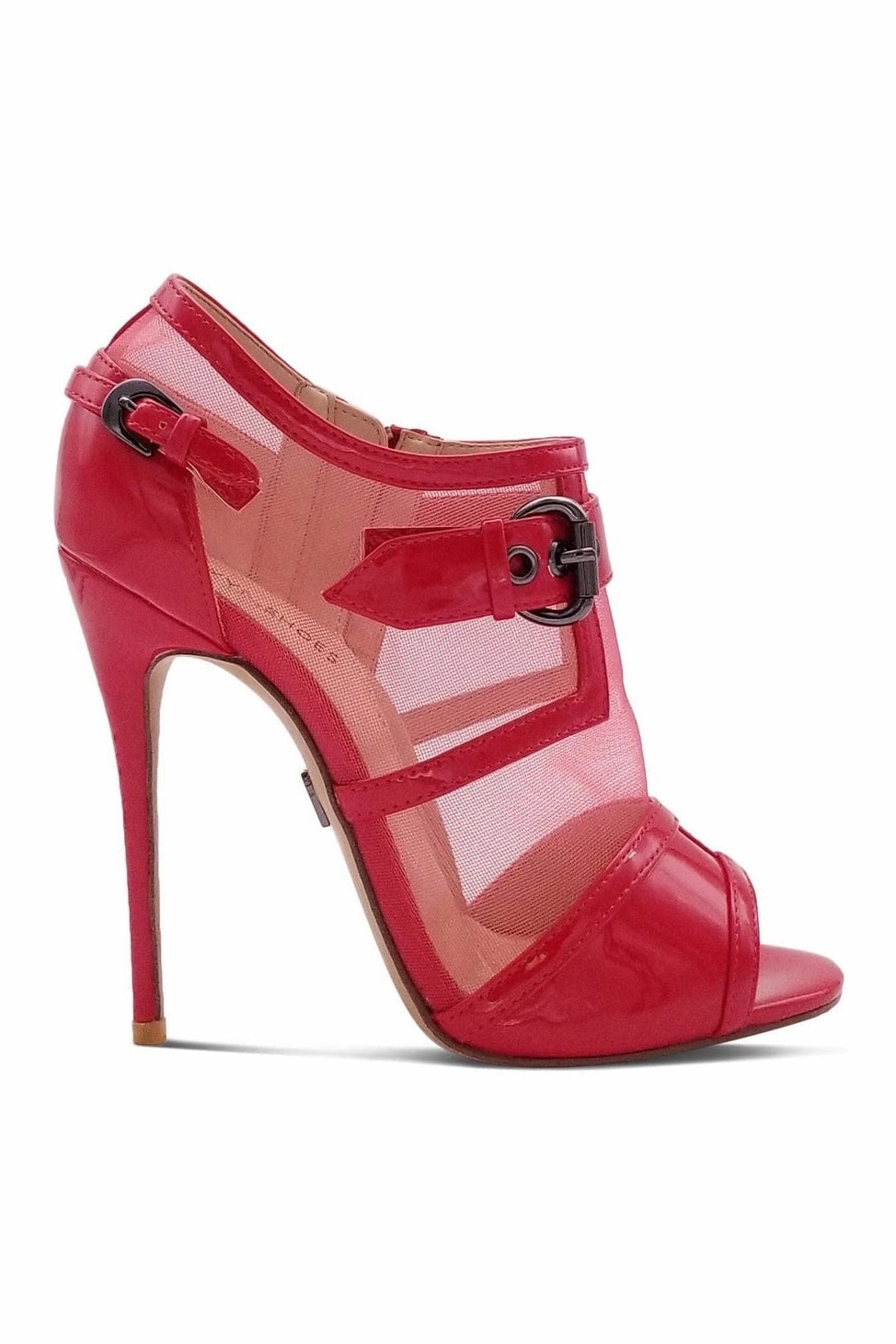 Mesh Open Toe Stiletto Bootie with Buckle