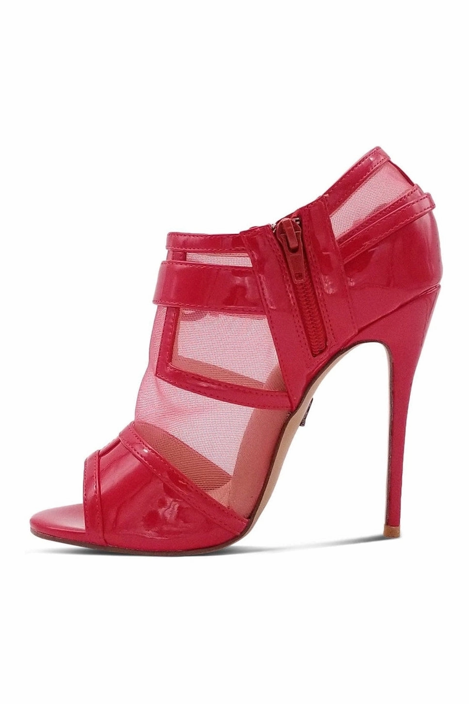 Mesh Open Toe Stiletto Bootie with Buckle