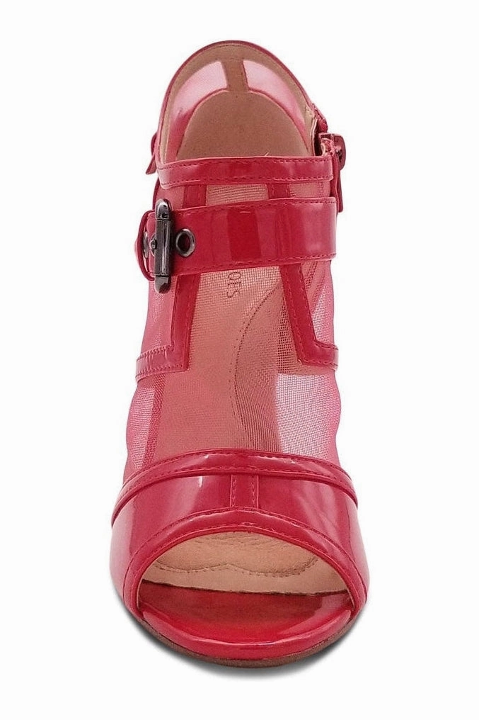 Mesh Open Toe Stiletto Bootie with Buckle