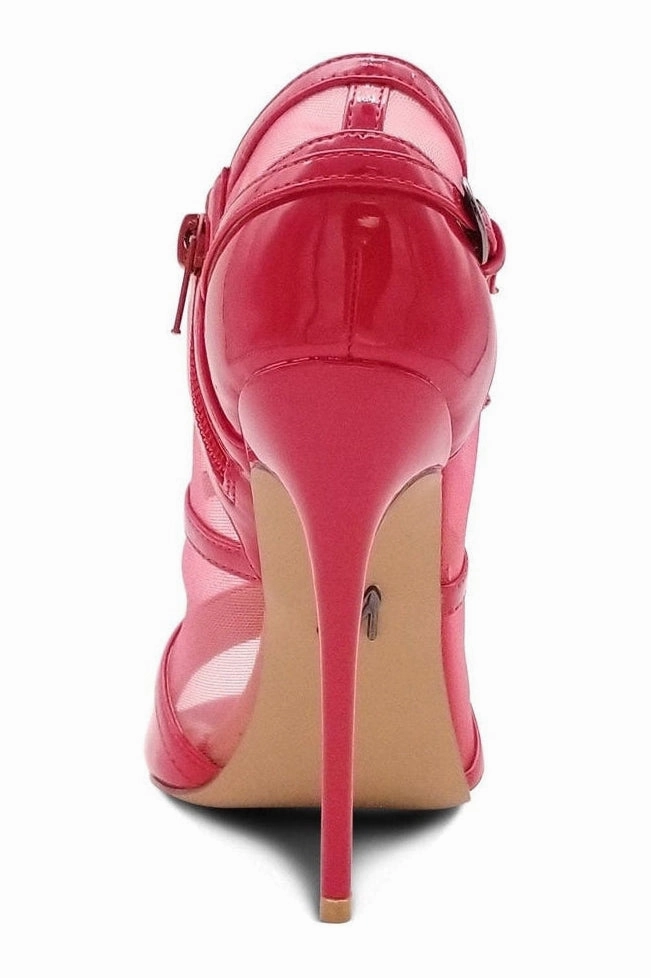 Mesh Open Toe Stiletto Bootie with Buckle