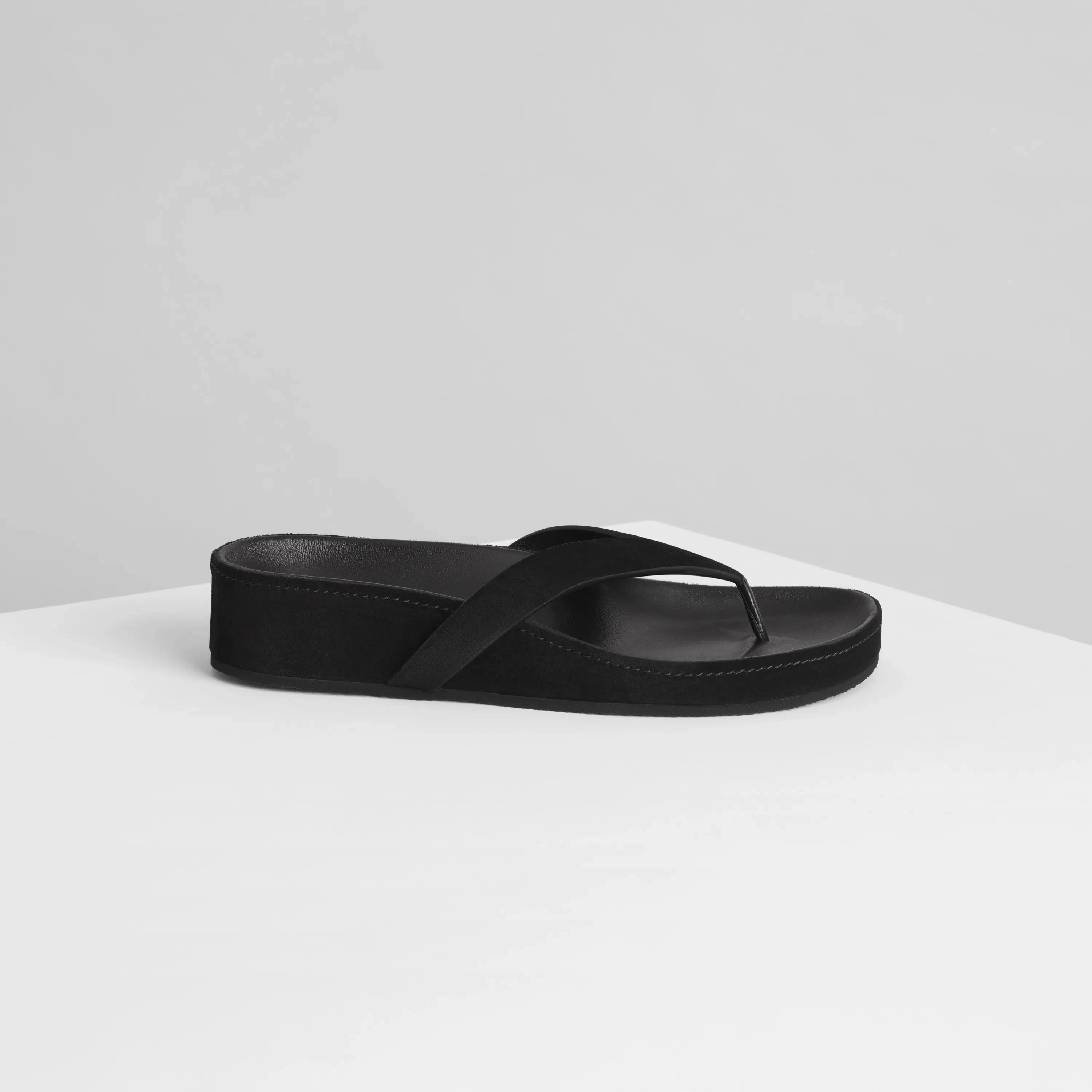ROUND FLIP FLOP | black suede