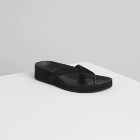 ROUND FLIP FLOP | black suede