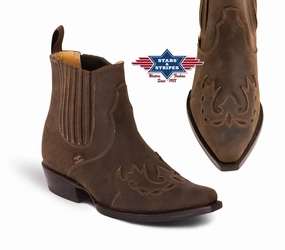 S&S WB-37 Western Brown Mens Ankle Boots