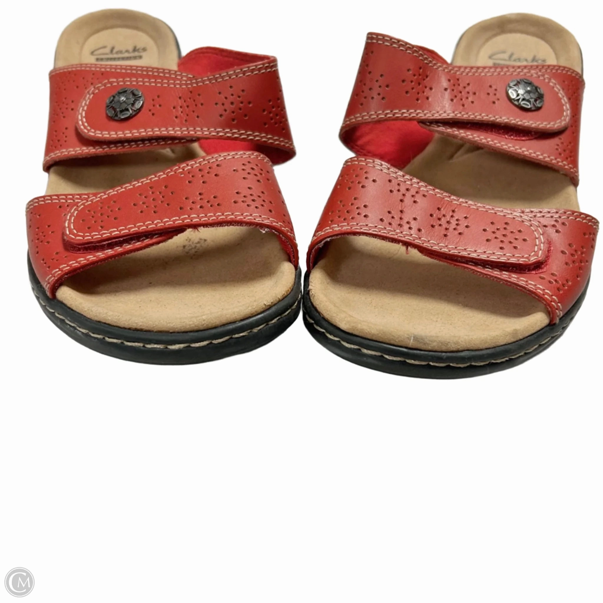 Sandals Flats By Clarks In Red, Size: 8.5