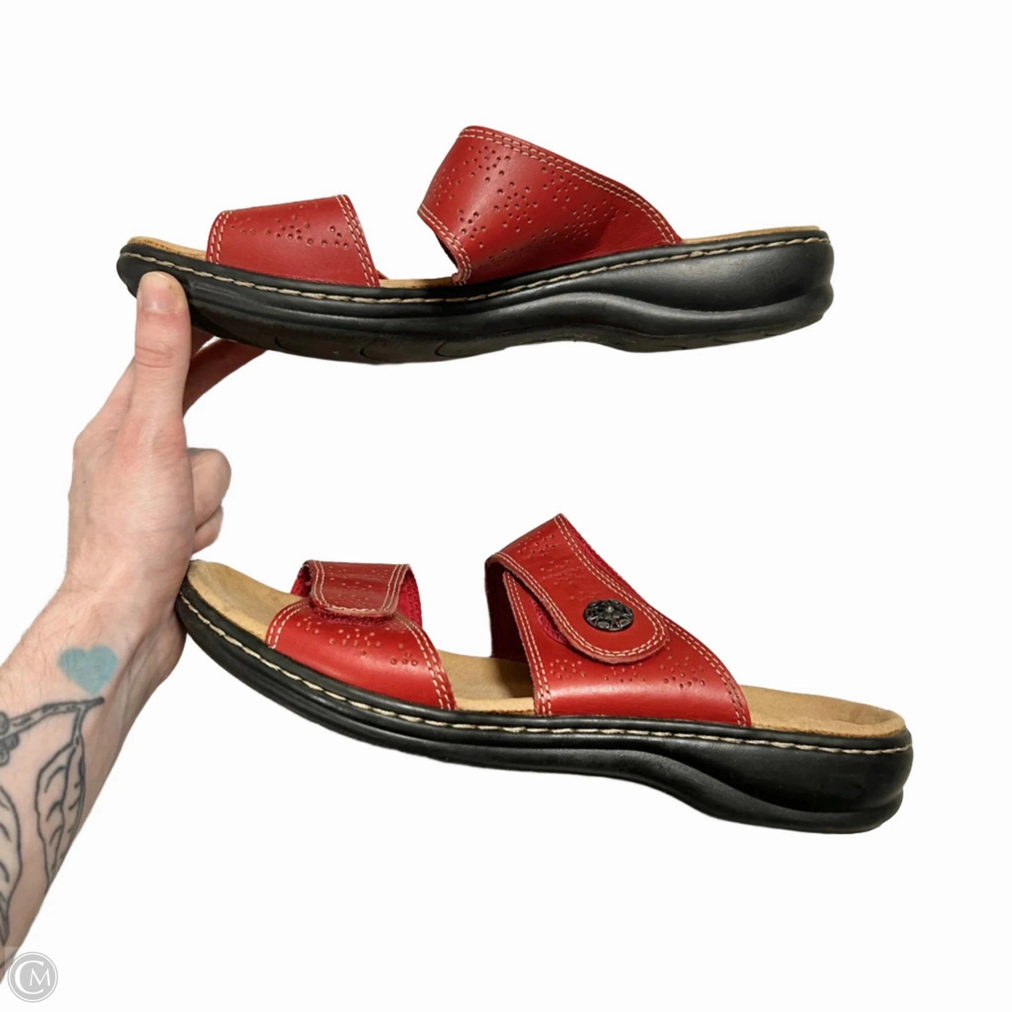 Sandals Flats By Clarks In Red, Size: 8.5