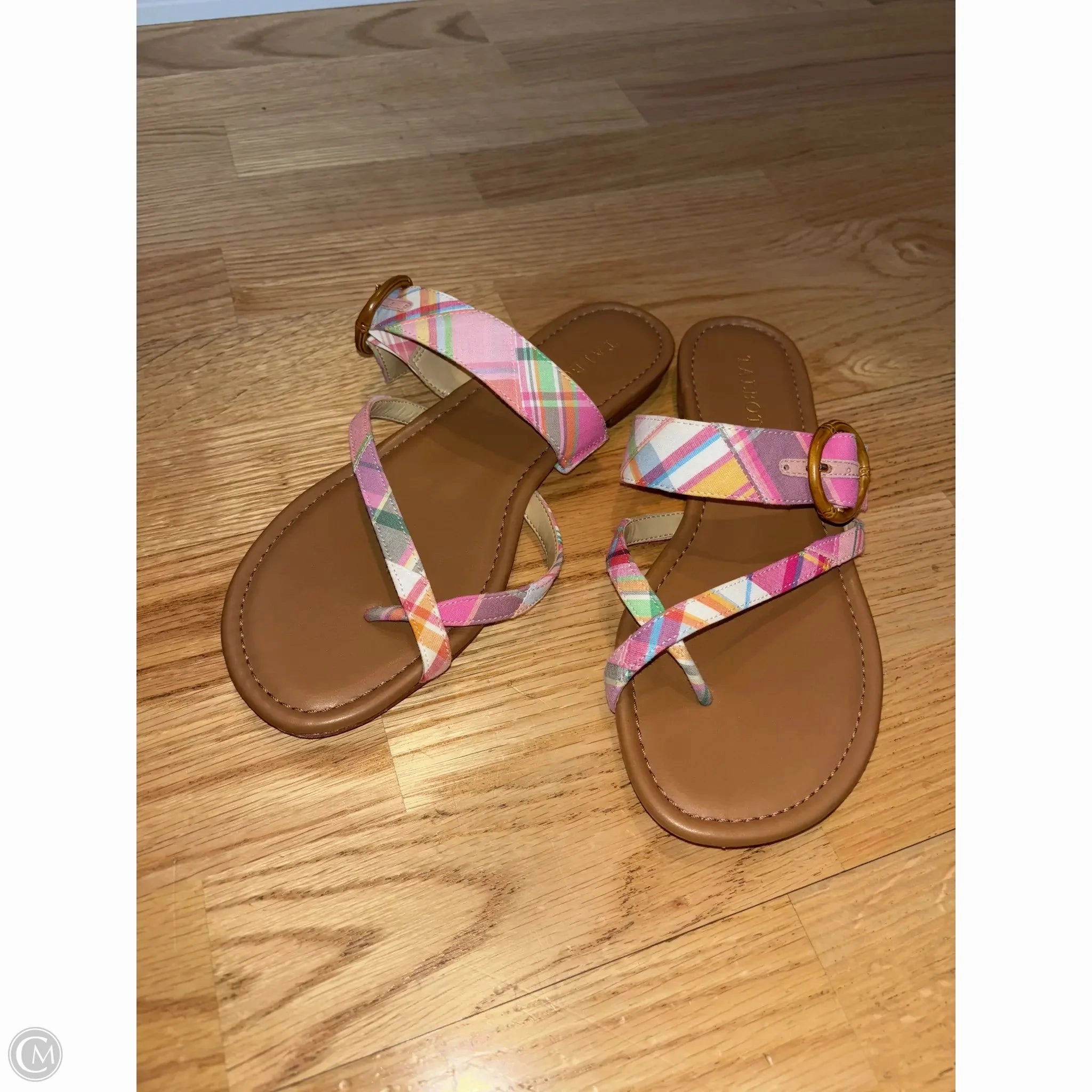 Sandals Flats By Talbots In Plaid Pattern, Size: 9