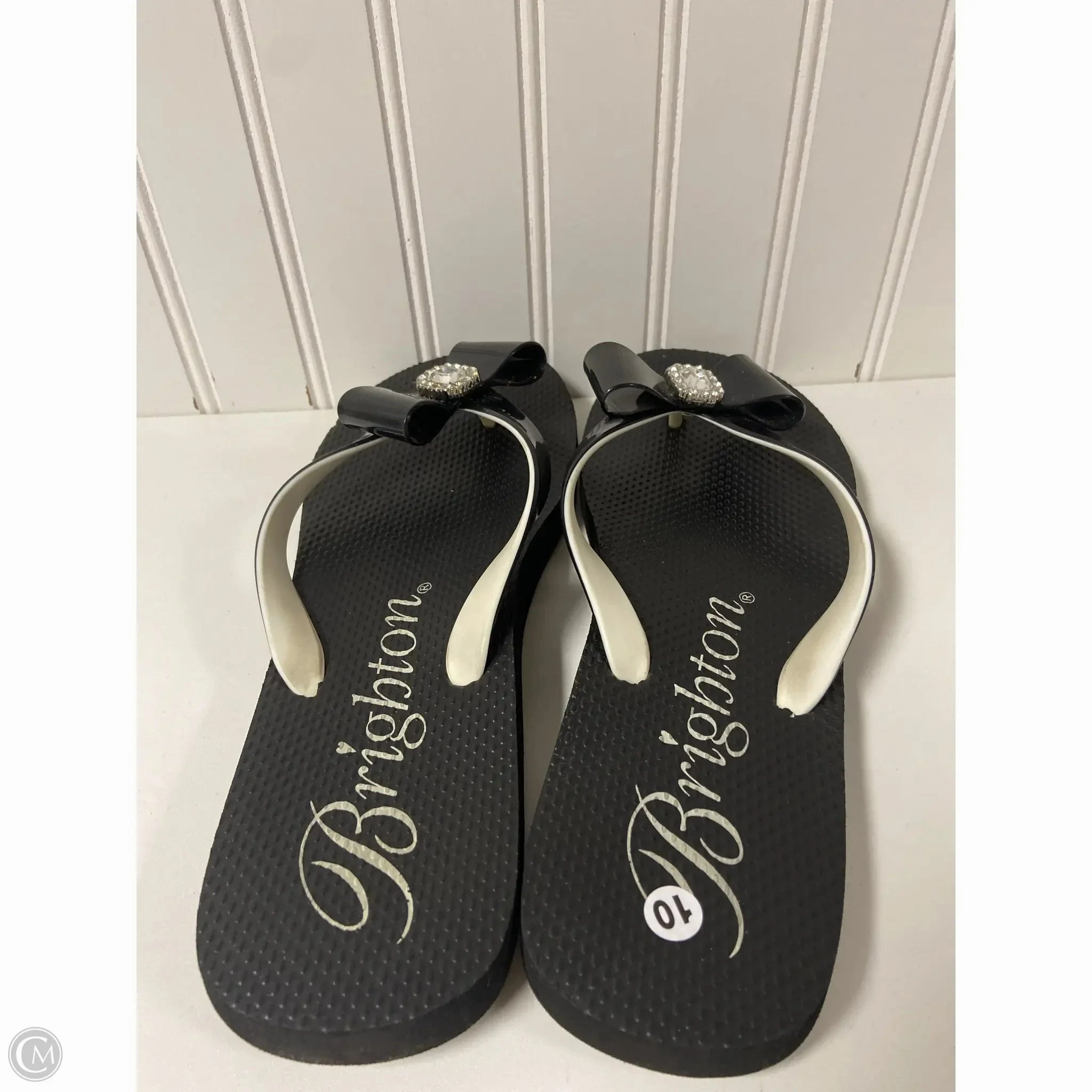 Sandals Flip Flops By Brighton In Black & Cream, Size: 10