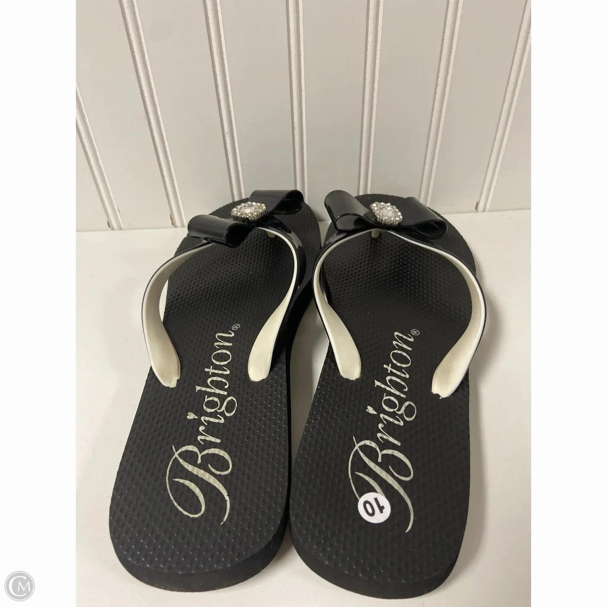 Sandals Flip Flops By Brighton In Black & Cream, Size: 10