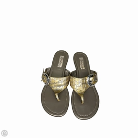 Sandals Flip Flops By Brighton In Green & Silver, Size: 8.5