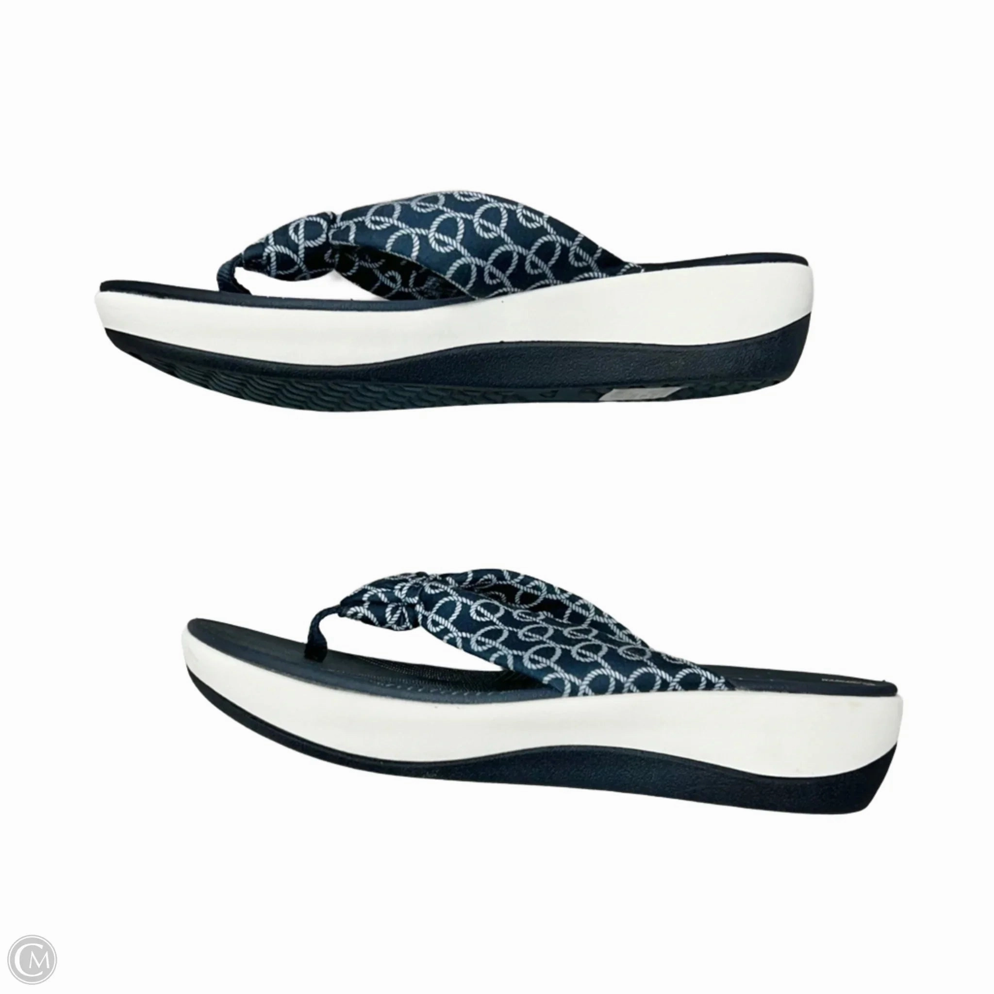 Sandals Flip Flops By Clarks In Navy, Size: 9