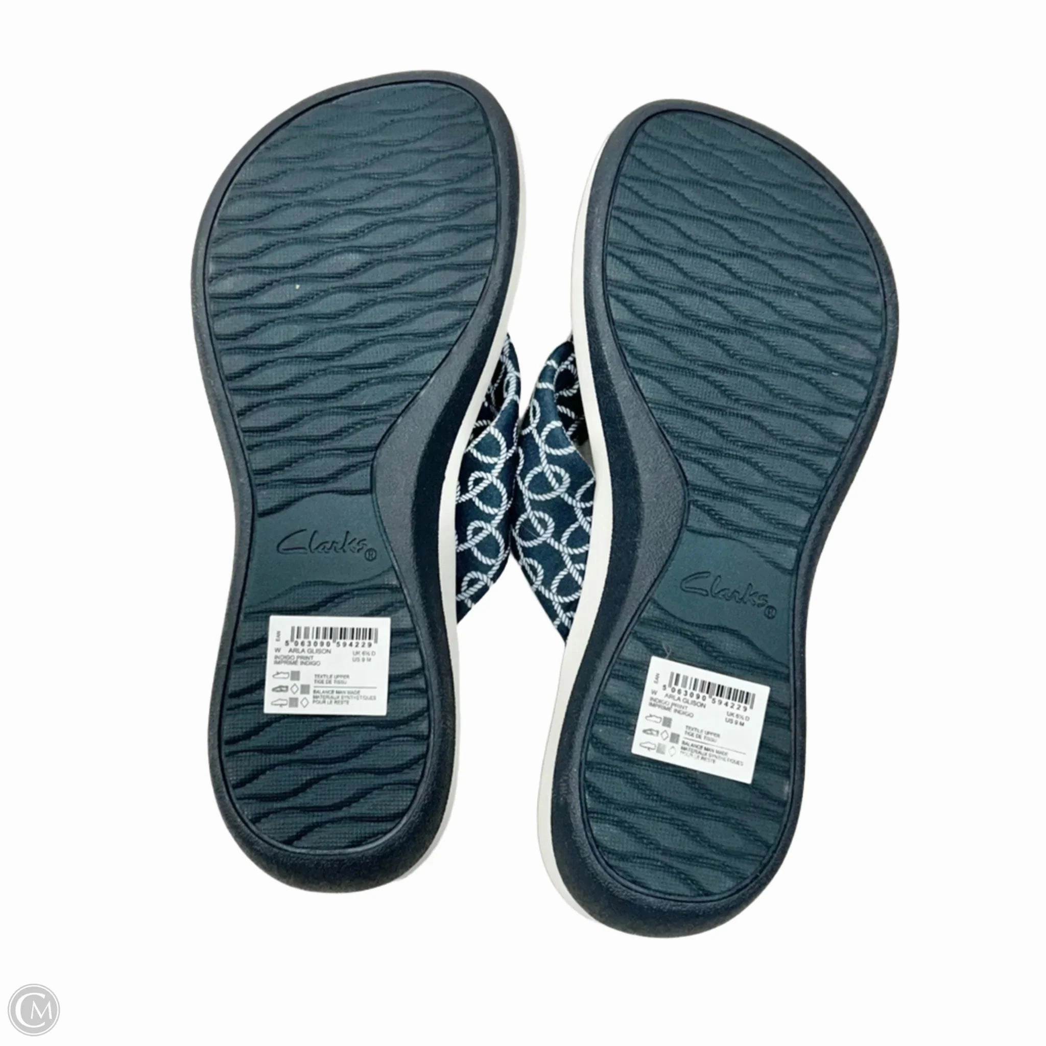 Sandals Flip Flops By Clarks In Navy, Size: 9