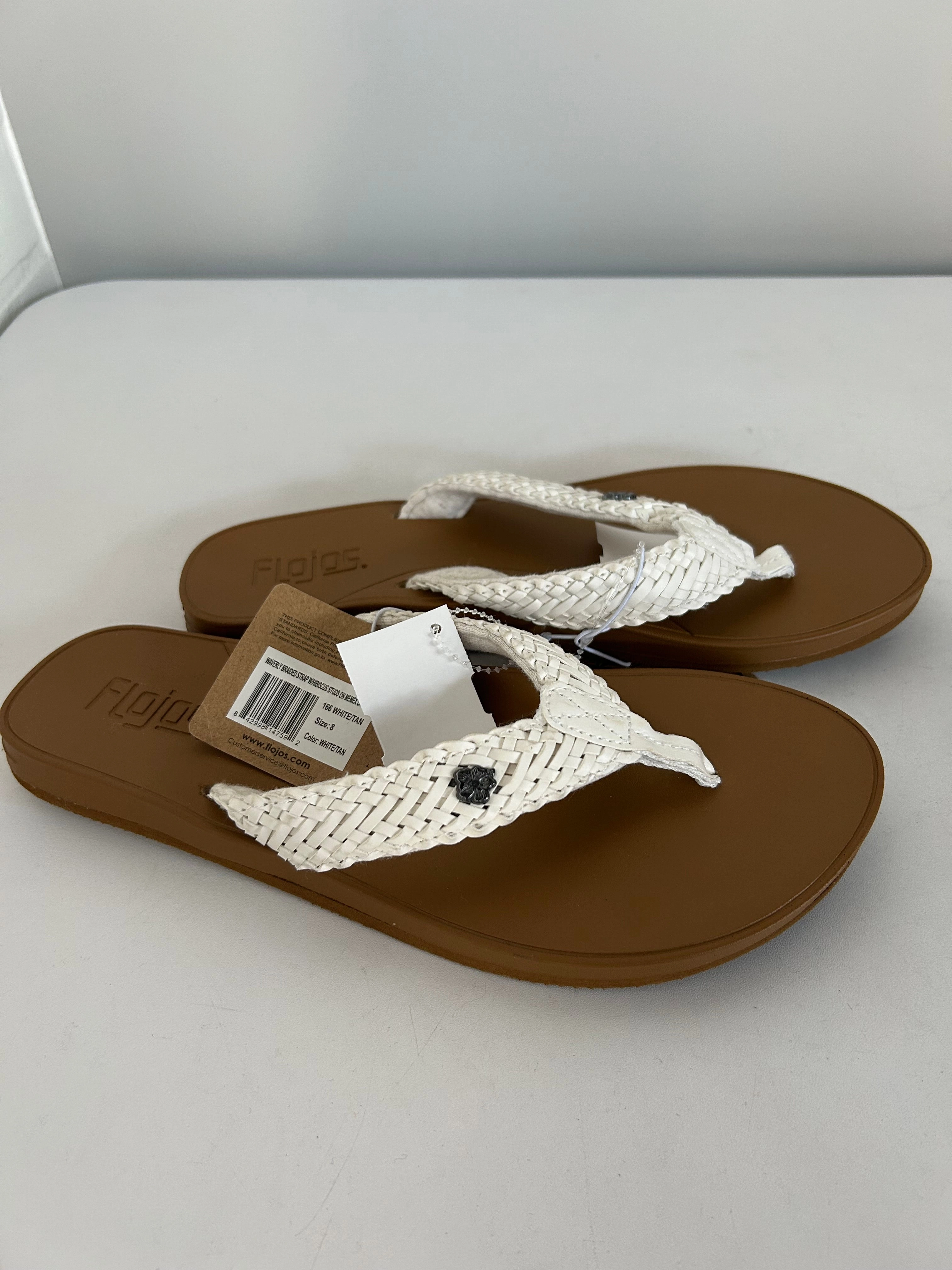Sandals Flip Flops By Cmc In Tan & White, Size: 8