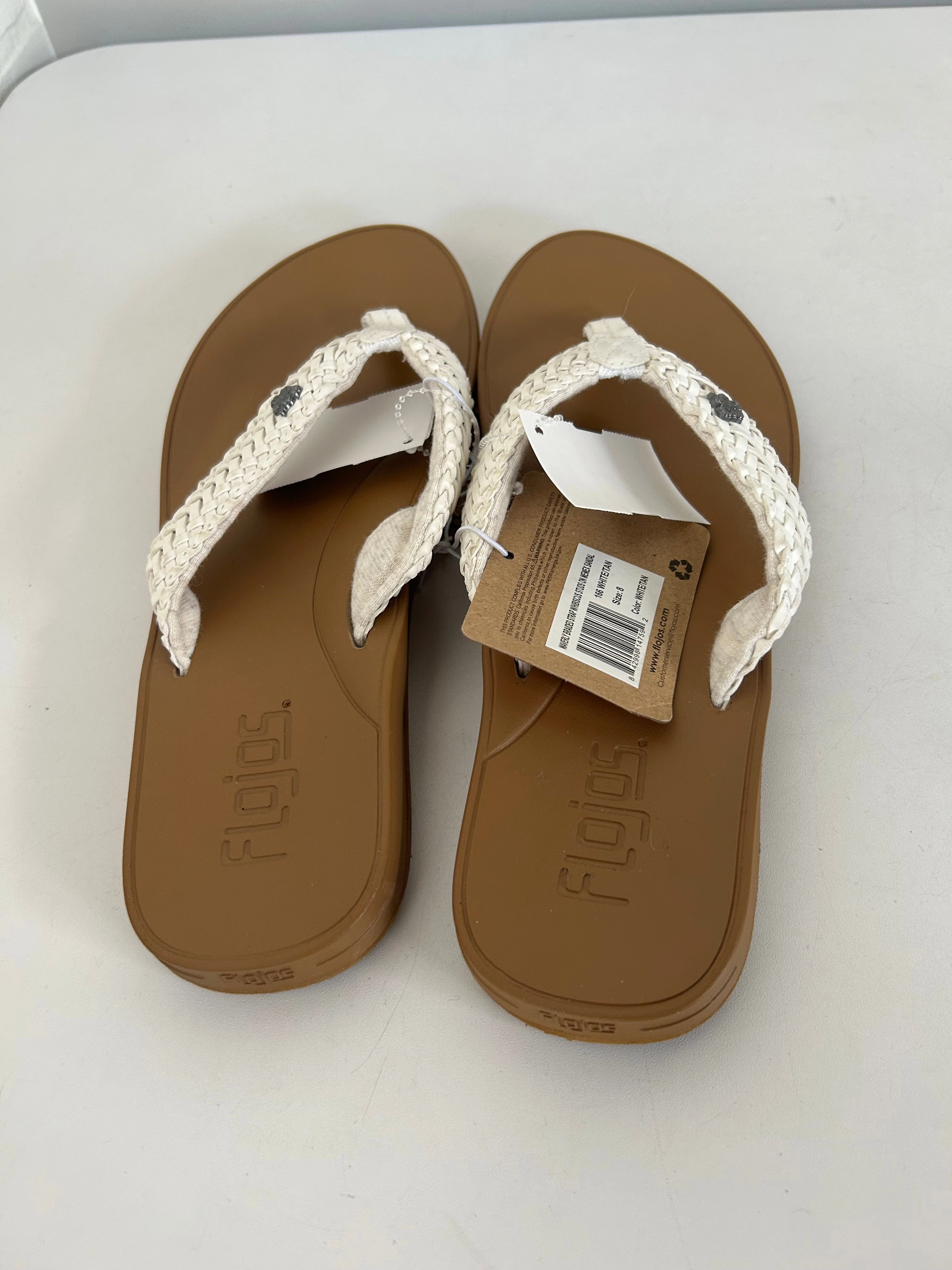 Sandals Flip Flops By Cmc In Tan & White, Size: 8