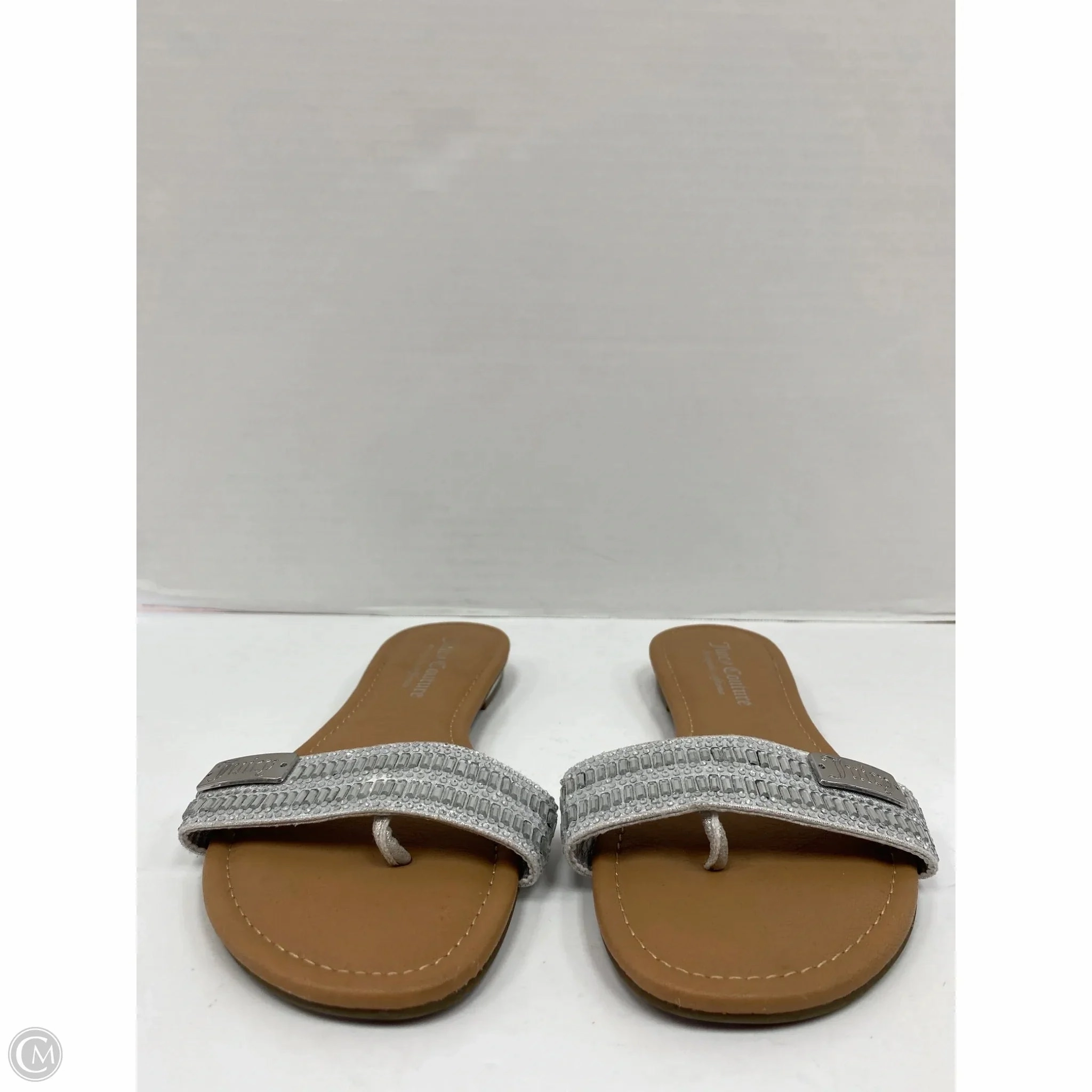 Sandals Flip Flops By Juicy Couture In Silver, Size: 7.5