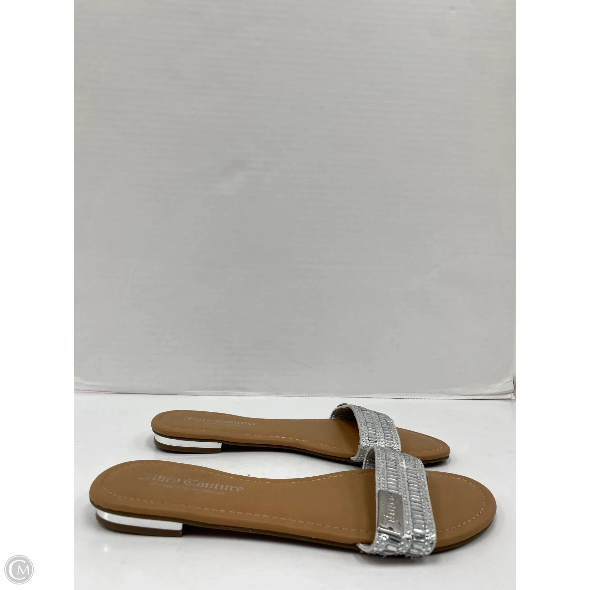 Sandals Flip Flops By Juicy Couture In Silver, Size: 7.5