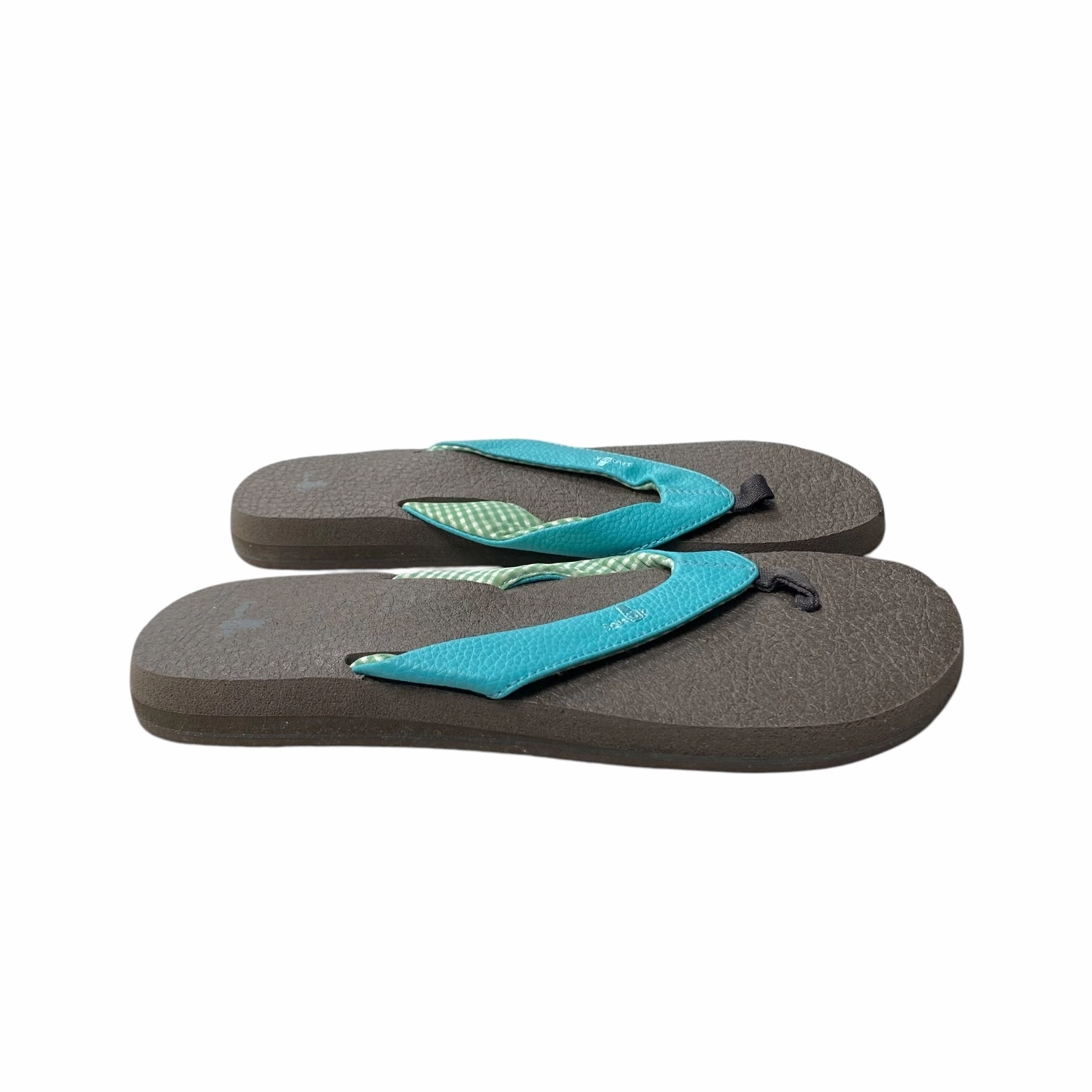 Sandals Flip Flops By Sanuk In Blue & Brown, Size:9