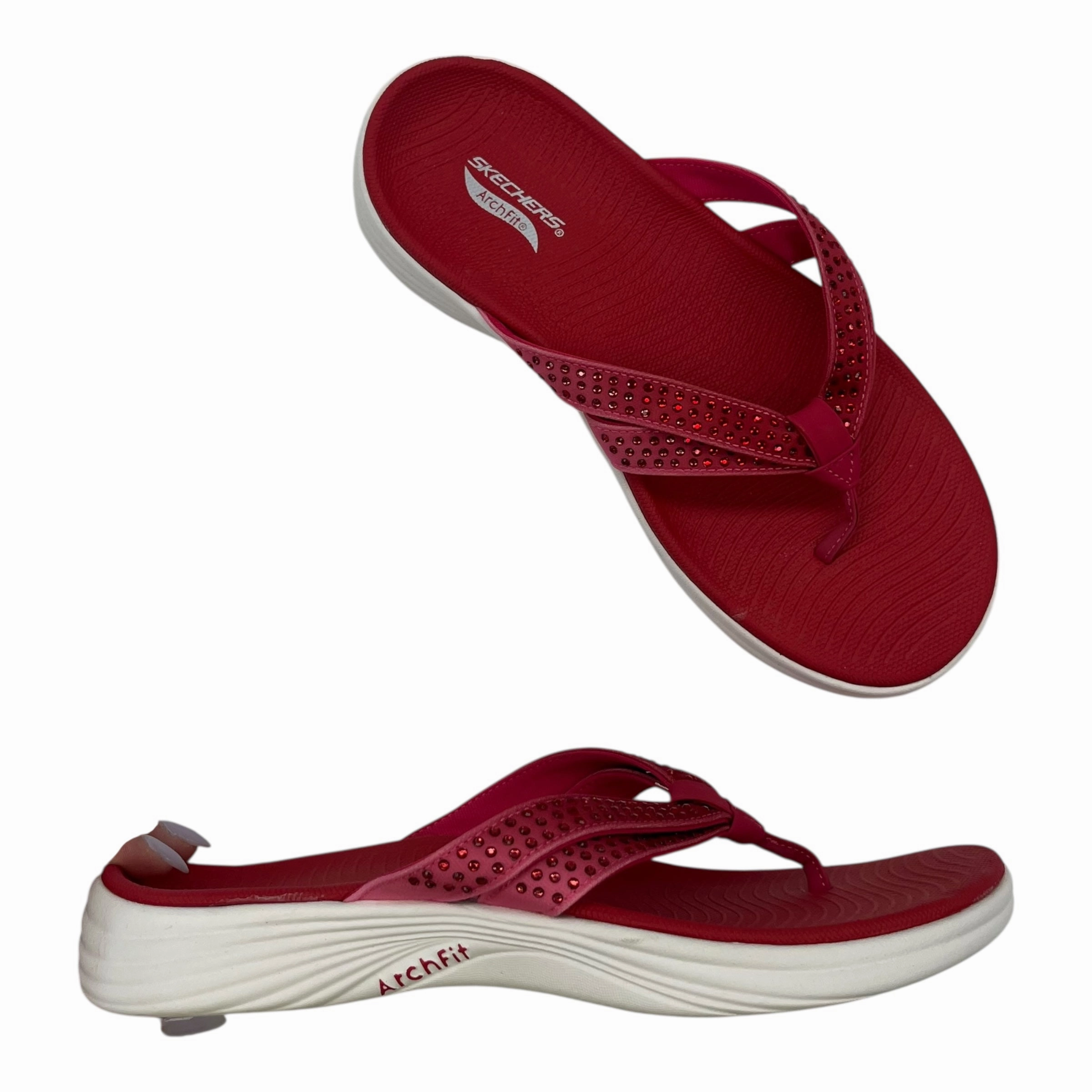 Sandals Flip Flops By Skechers In Red, Size:6