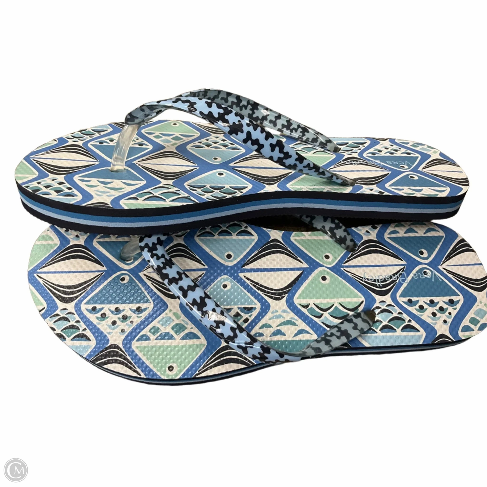 Sandals Flip Flops By Vera Bradley In Blue & White, Size: 6