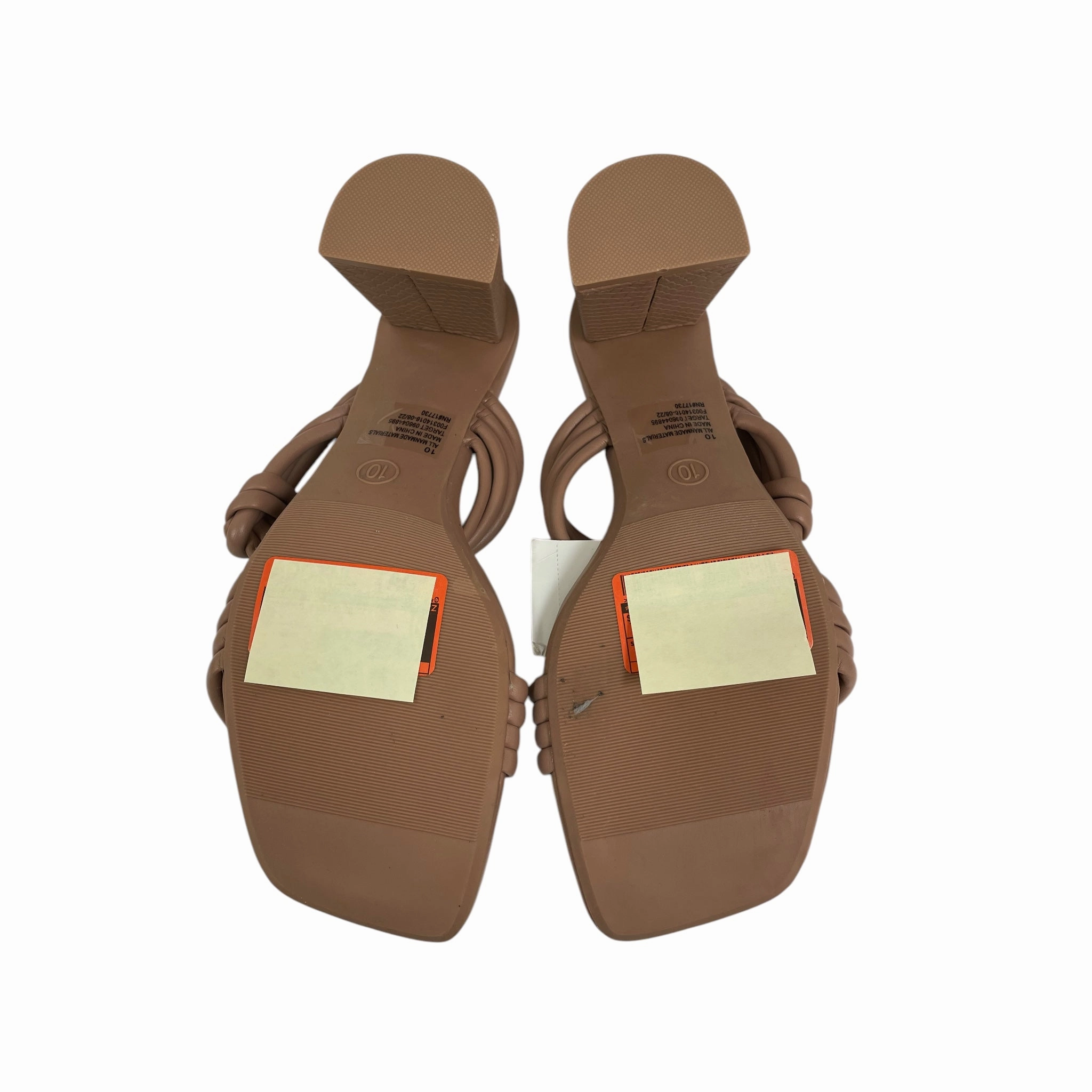 Sandals Heels Block By A New Day In Tan, Size:10