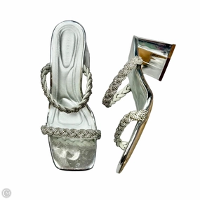 Sandals Heels Block By Azalea Wang In Silver, Size: 8.5
