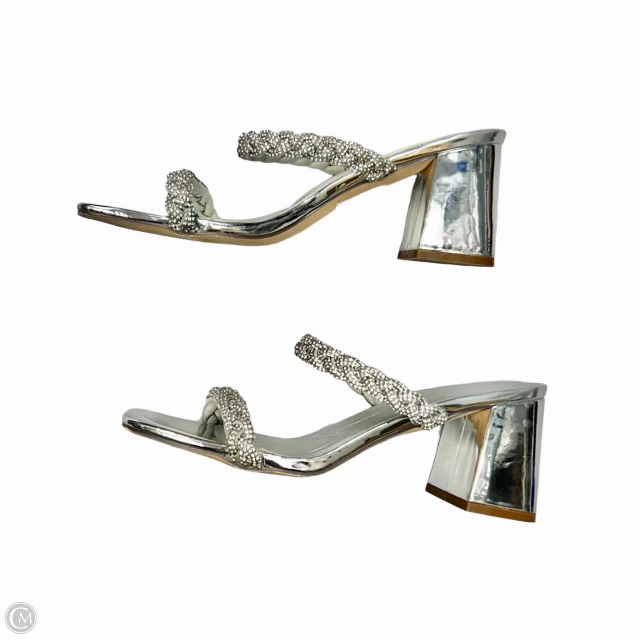 Sandals Heels Block By Azalea Wang In Silver, Size: 8.5