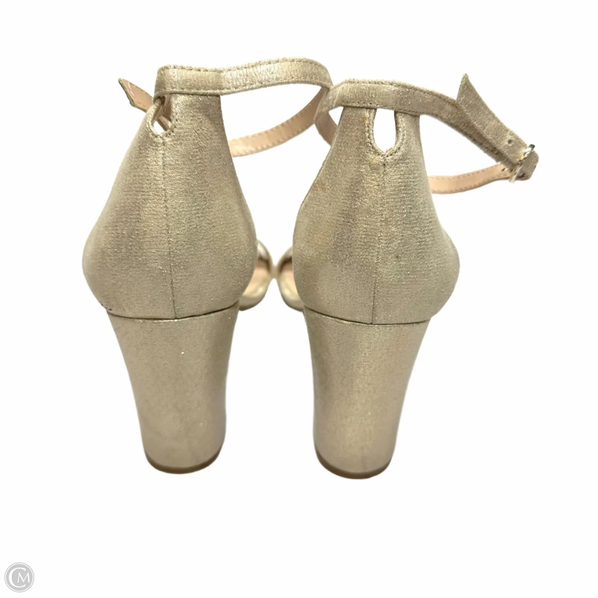 Sandals Heels Block By Kelly And Katie In Gold, Size: 8.5